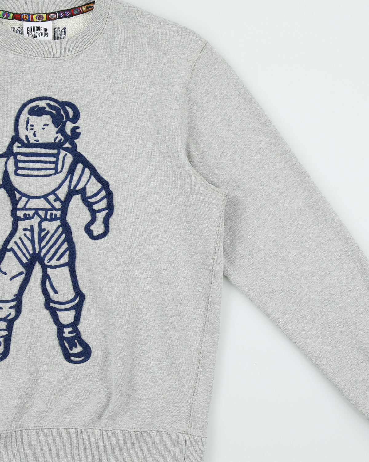 Billionaire Boys Club BBC Grey Marl Heavyweight Embroidered Astro Crewneck Sweatshirt - M