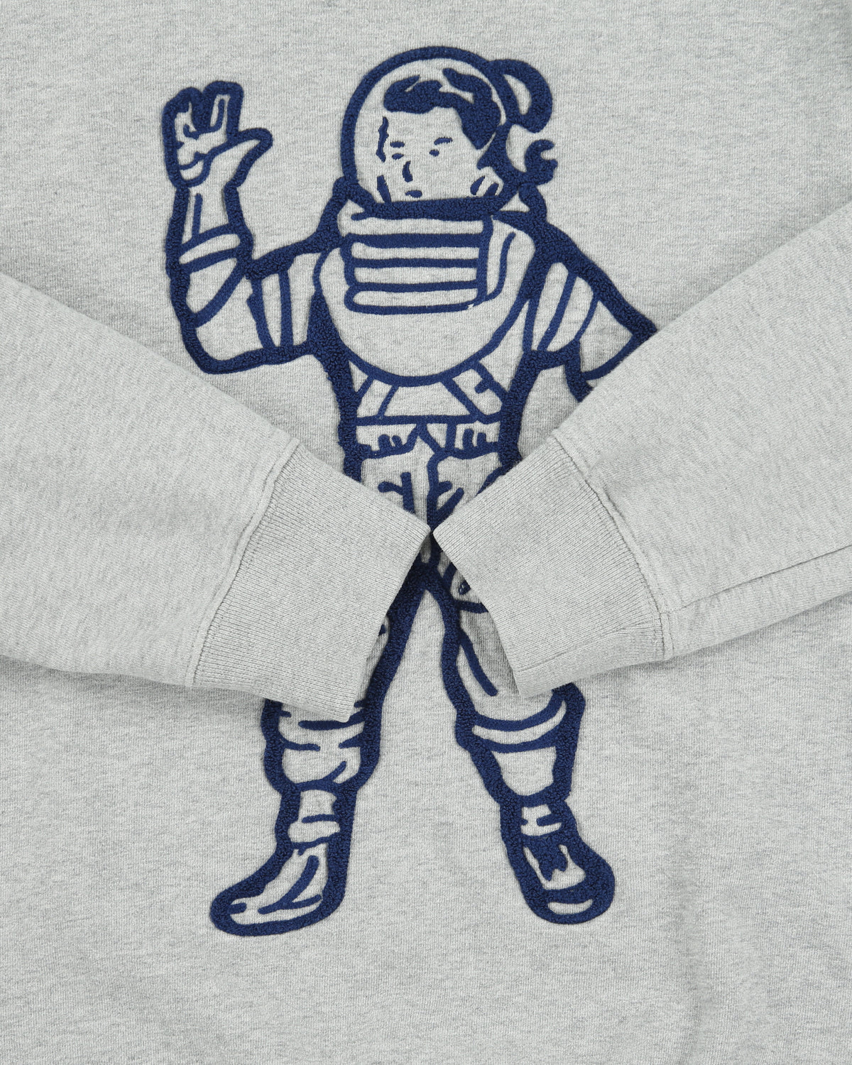 Billionaire Boys Club BBC Grey Marl Heavyweight Embroidered Astro Crewneck Sweatshirt - M