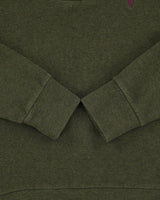 Vintage Polo Ralph Lauren Khaki Luxury Jersey Suede Patch Shawl Neck Sweatshirt - XS