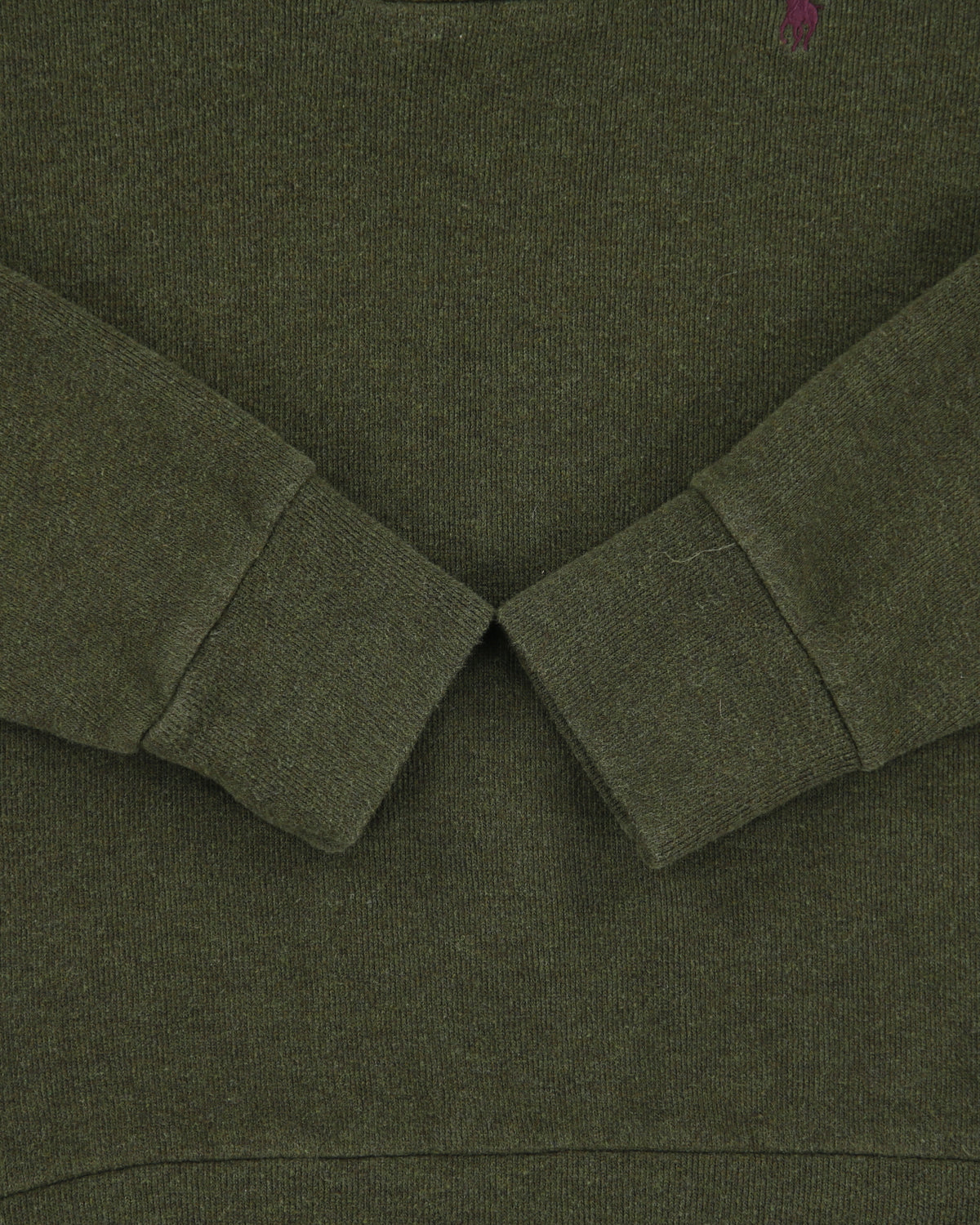 Vintage Polo Ralph Lauren Khaki Luxury Jersey Suede Patch Shawl Neck Sweatshirt - XS