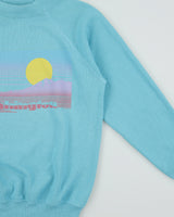 Vintage 1988 Washington Sunrise Aqua Hanes Made In USA Crewneck Sweatshirt - M