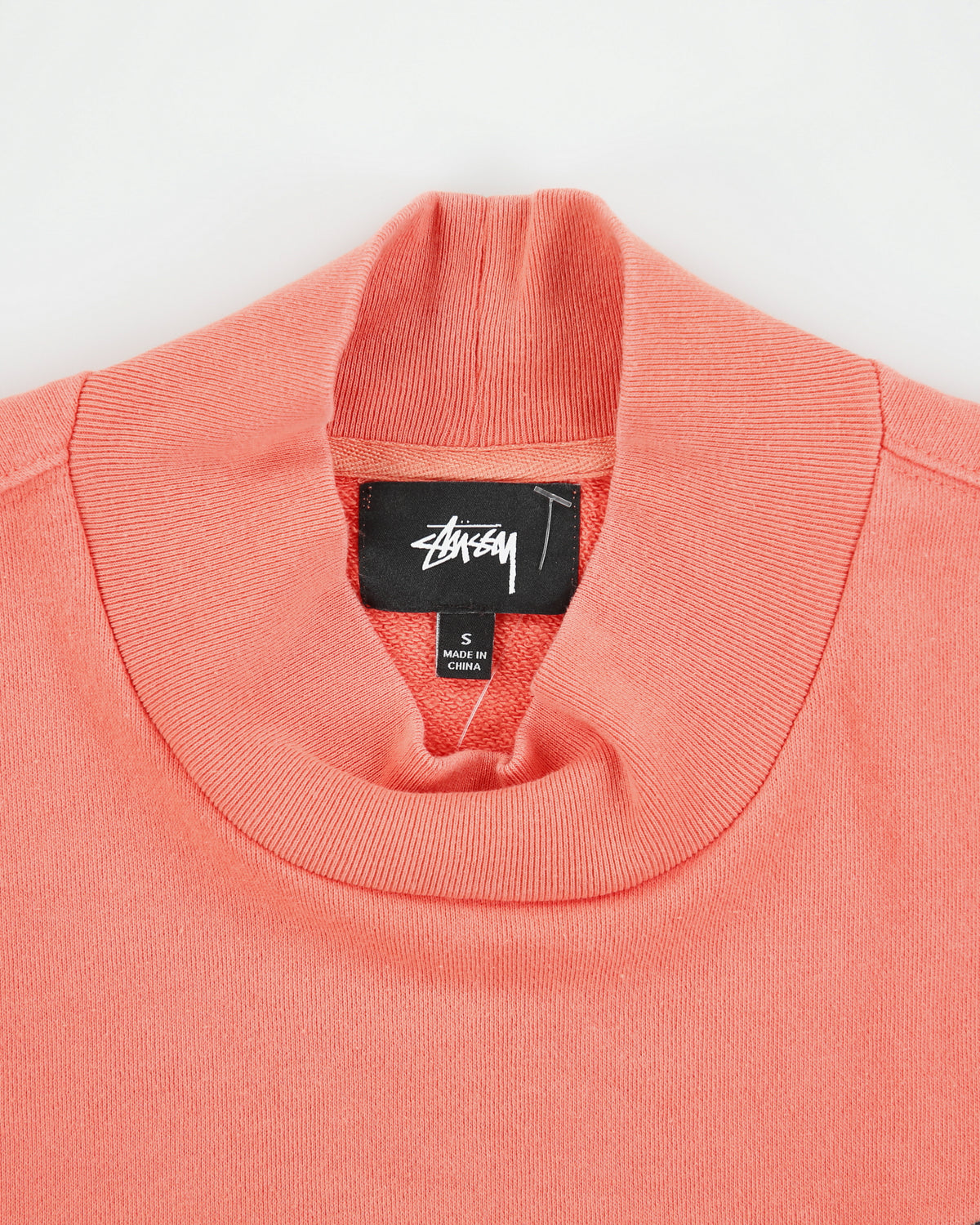 Vintage Stussy Gear Salmon Pink Embroidered High Neck Sweatshirt - S