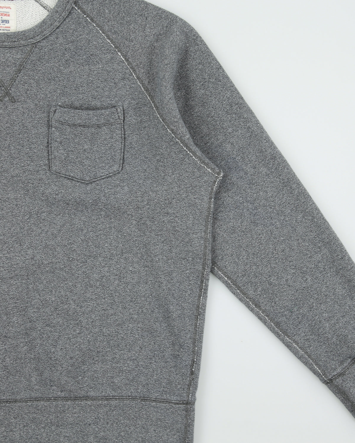 Todd Snyder x Champion Processed Sportswear Marl Grey Heavyweight Crewneck Pocket Sweatshirt - XXL