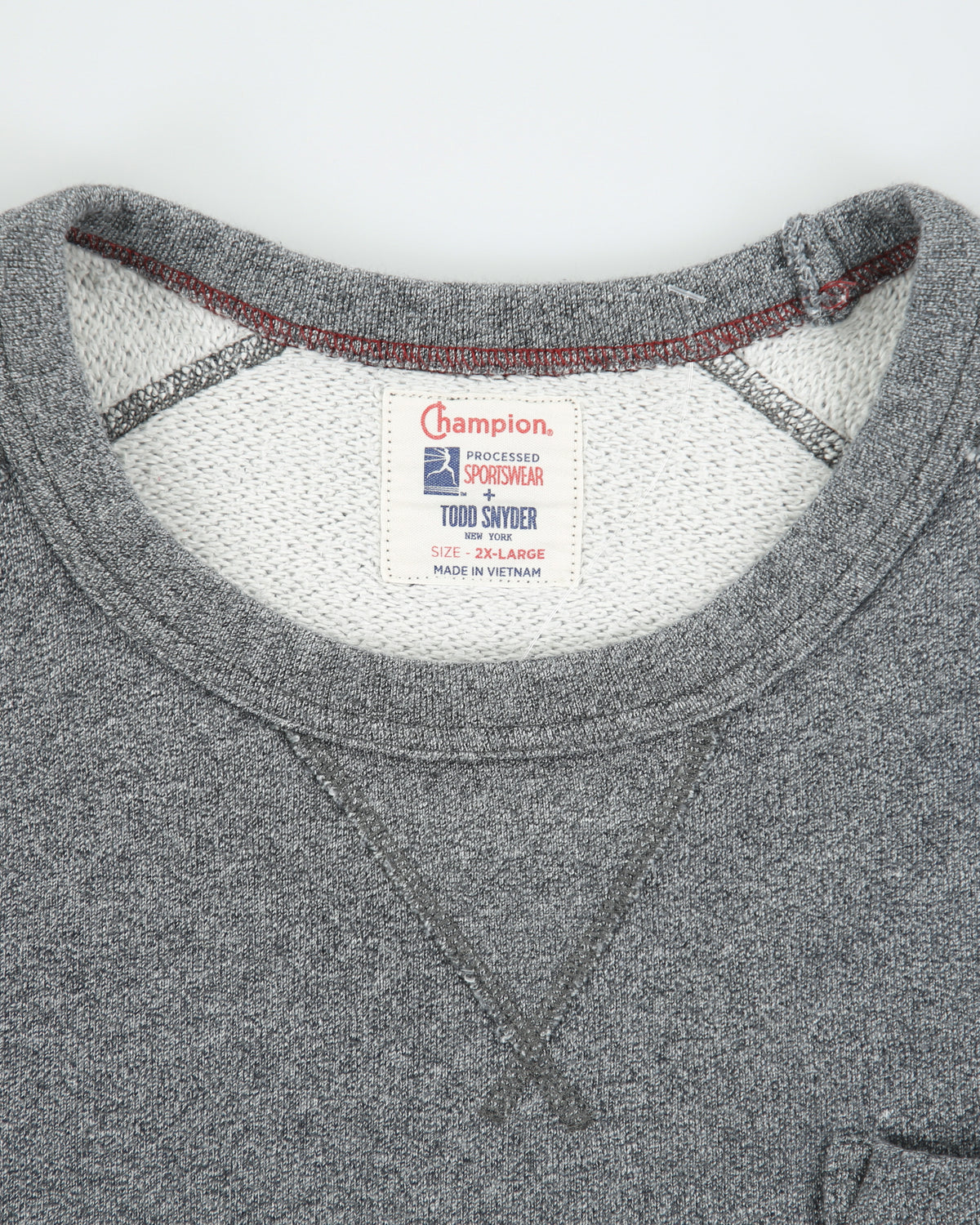 Todd Snyder x Champion Processed Sportswear Marl Grey Heavyweight Crewneck Pocket Sweatshirt - XXL