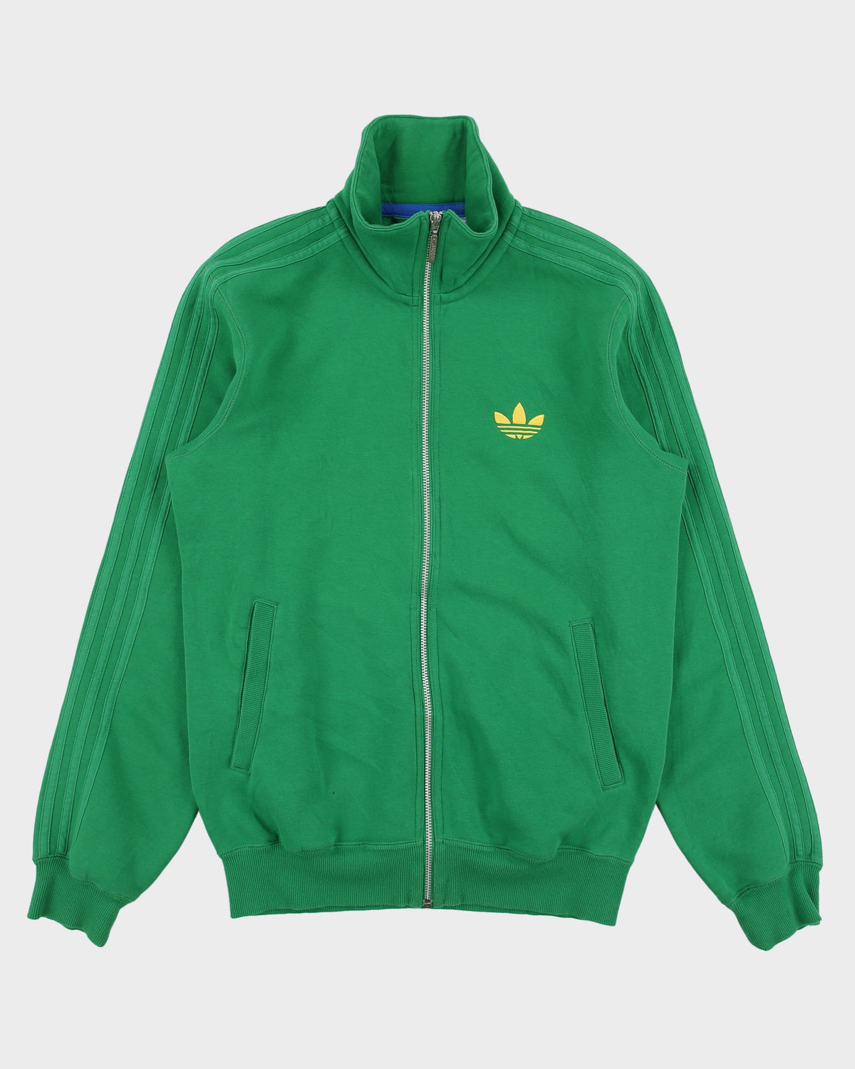 Vintage Adidas Originals Embroidered Classic 3-Stripe Trefoil Zip-Up Funnel Neck Track Top Sweatshirt - M
