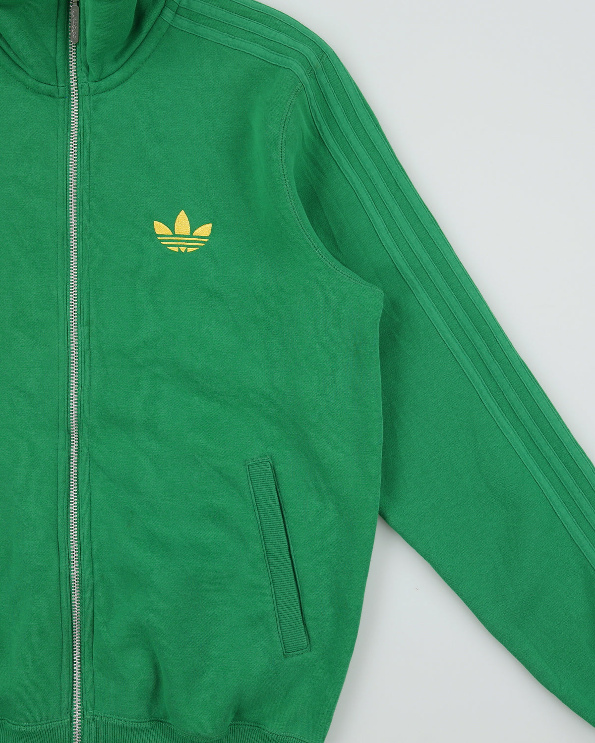 Vintage Adidas Originals Embroidered Classic 3-Stripe Trefoil Zip-Up Funnel Neck Track Top Sweatshirt - M