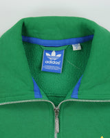 Vintage Adidas Originals Embroidered Classic 3-Stripe Trefoil Zip-Up Funnel Neck Track Top Sweatshirt - M
