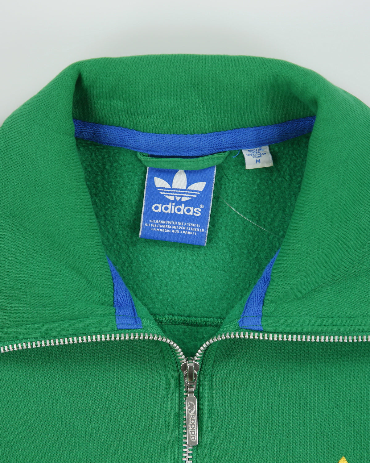 Vintage Adidas Originals Embroidered Classic 3-Stripe Trefoil Zip-Up Funnel Neck Track Top Sweatshirt - M