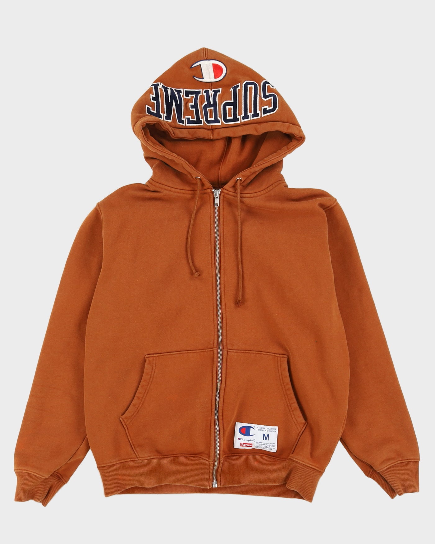 Champion x Supreme Arc Logo Brown Zip Up Hoodie - M