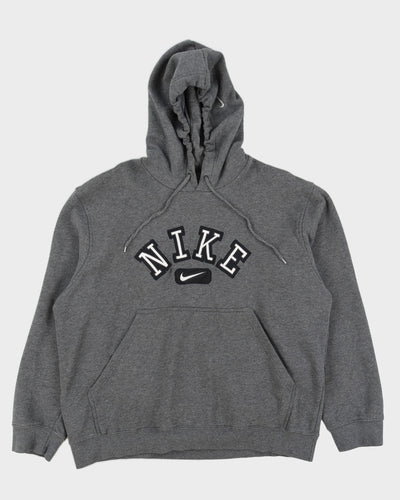 00s Y2K Nike Embroidered Logo Grey Hoodie - L