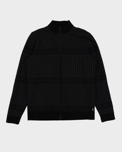 Armani Collezioni Dark Grey Textured Zip Up Sweatshirt - S