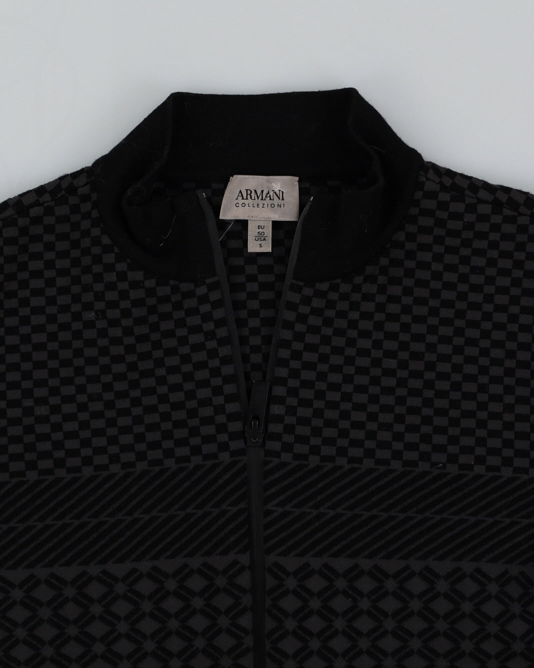 Armani Collezioni Dark Grey Textured Zip Up Sweatshirt - S
