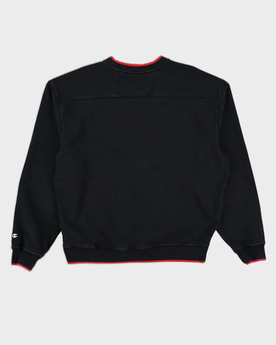 Vintage 90s Champion Black & Red Sweatshirt With Pocket - L