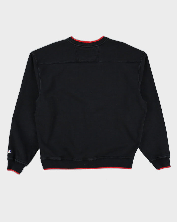 Vintage 90s Champion Black & Red Sweatshirt With Pocket - L
