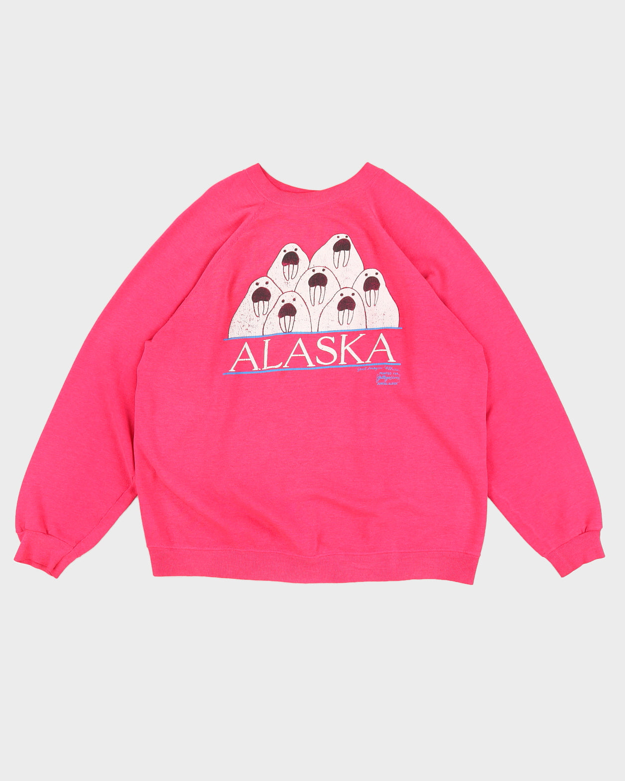 Vintage 90s Alaska Walrus Pink Sweatshirt - XL