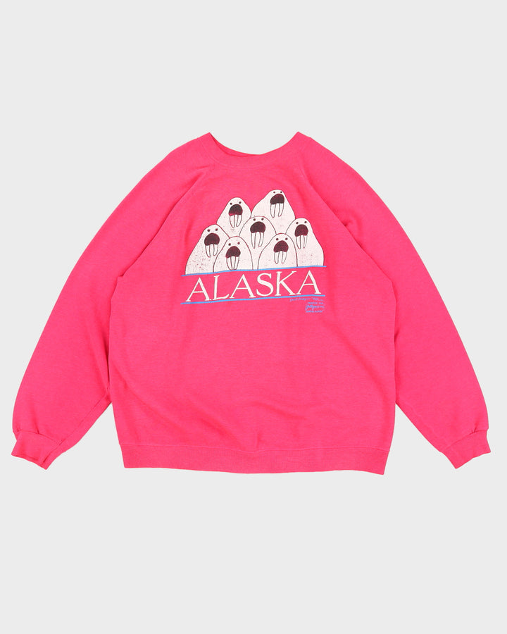 Vintage 90s Alaska Walrus Pink Sweatshirt - XL
