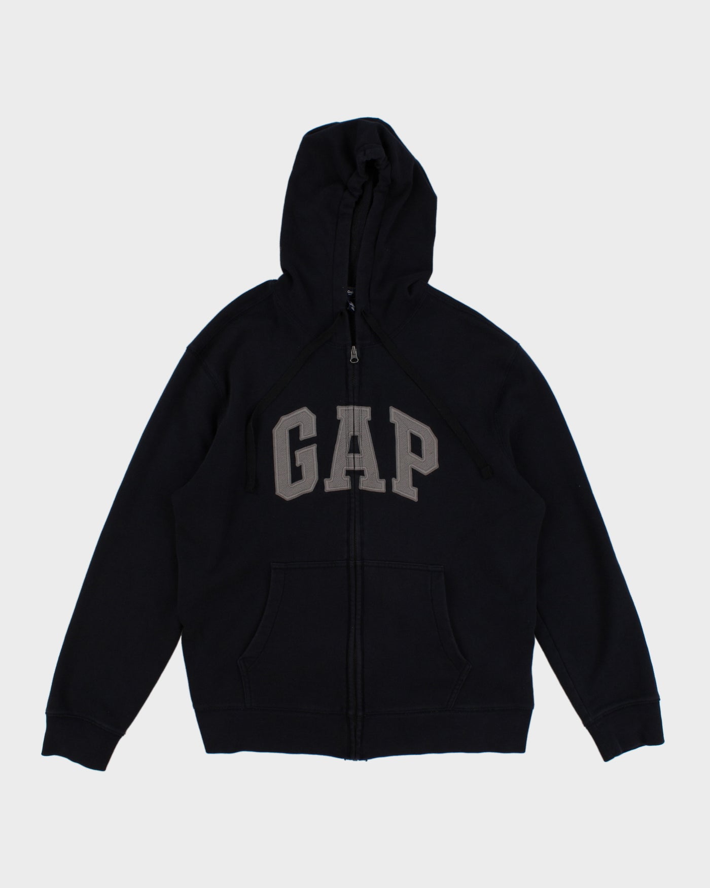 00s Gap Blue Navy Zip Up Embroidered Hoodie - L