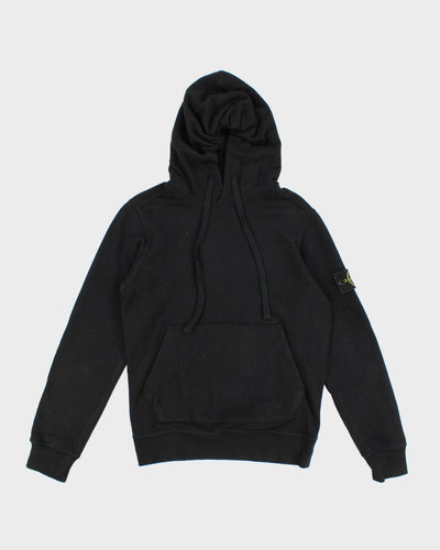 Stone Island Men's Black Hoodie With Patch Sleeve - S