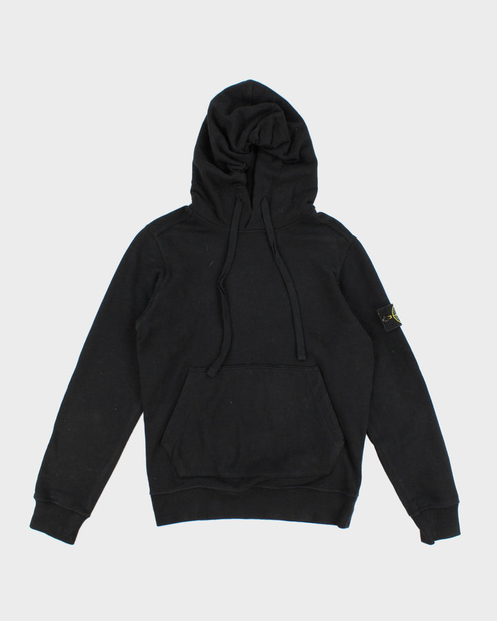 Stone Island Men's Black Hoodie With Patch Sleeve - S