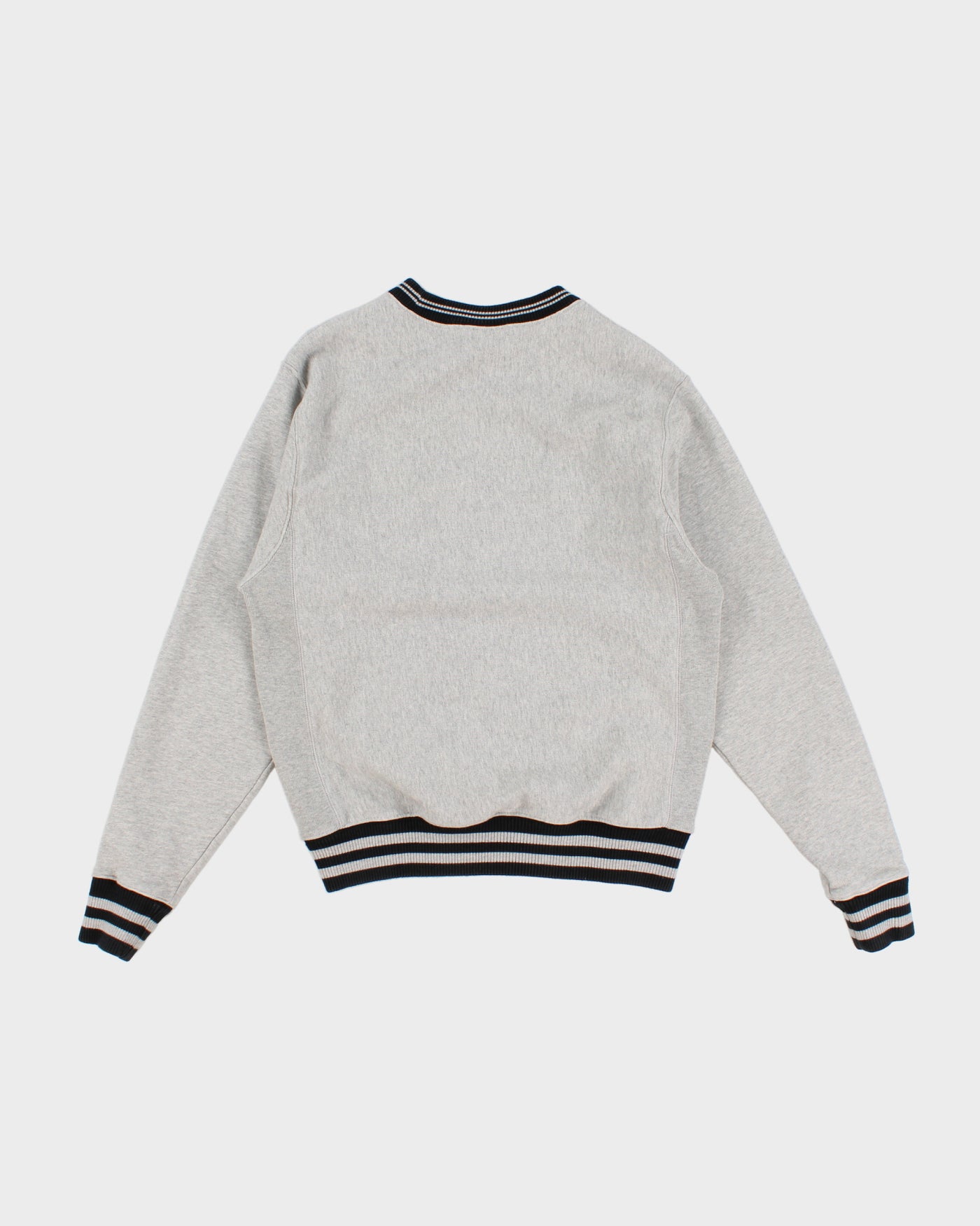 Champion Grey Crew Neck Sweatshirt Stripe Details - S