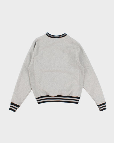 Champion Grey Crew Neck Sweatshirt Stripe Details - S