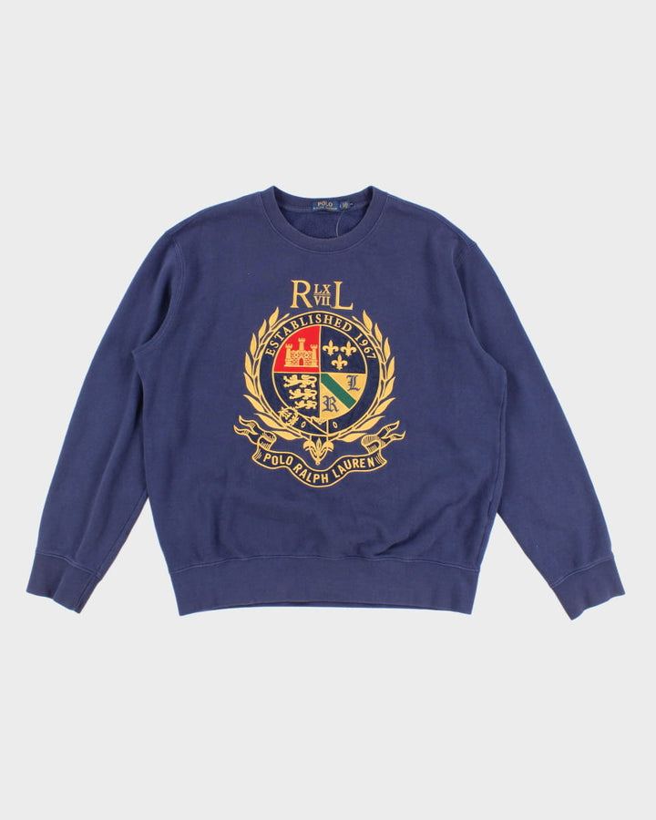 Polo By Ralph Lauren Navy Embroidered Sweatshirt - L