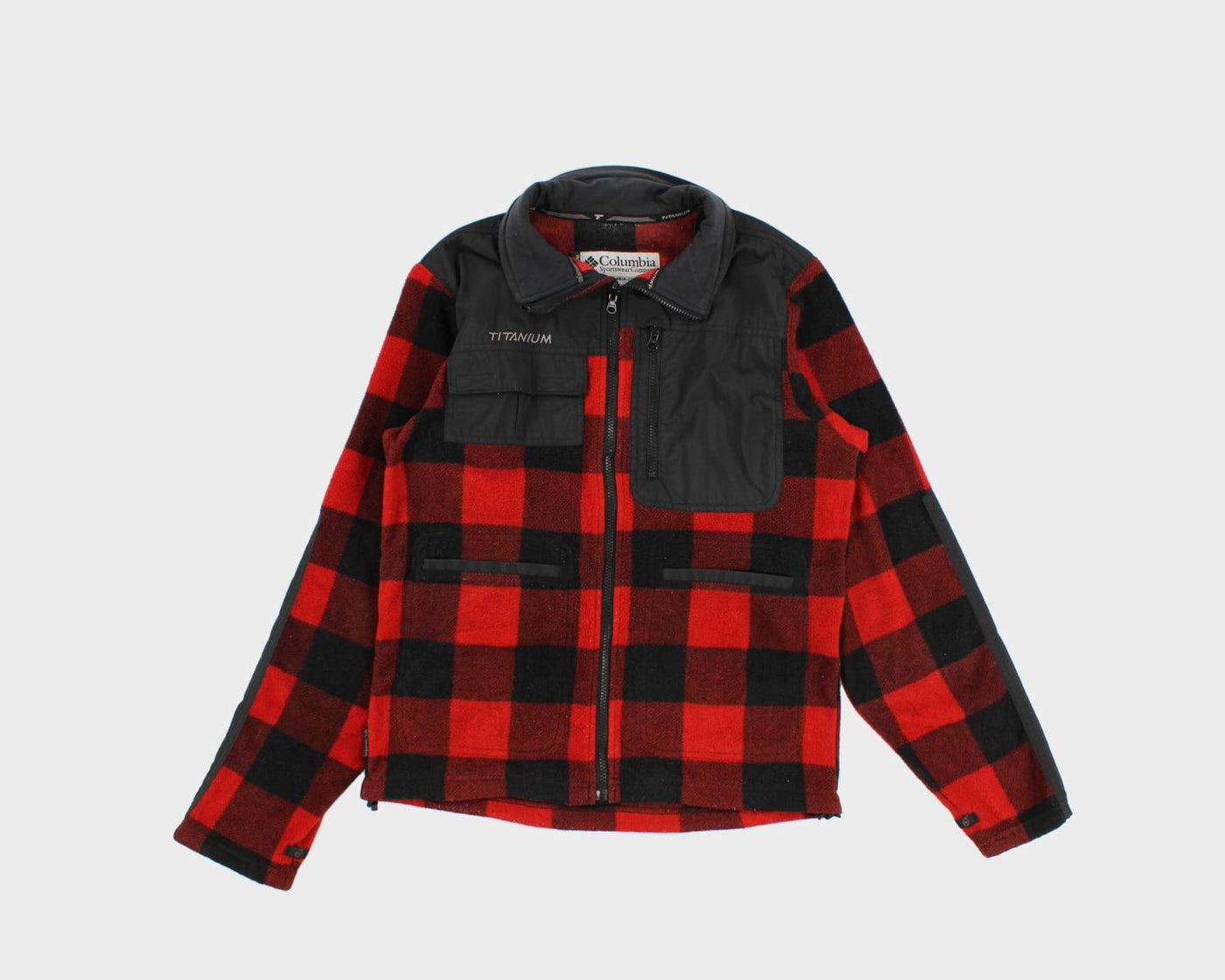 Columbia Red Plaid Zip Up Fleece - M