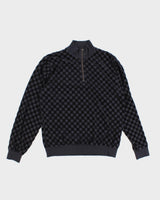 Stussy Men's Navy Checkerboard Quarter Zip Long Sleeve - L