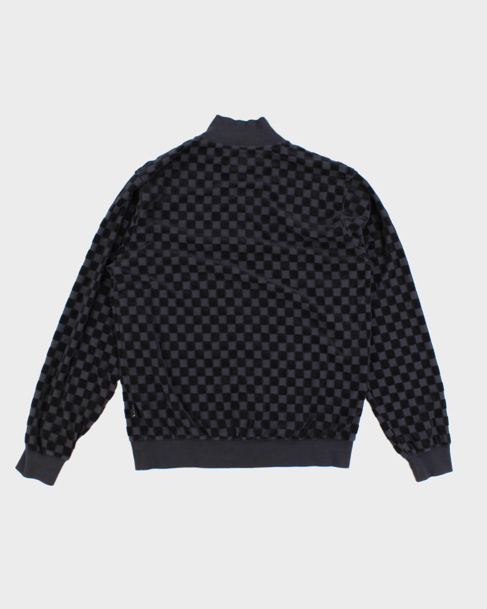 Stussy Men's Navy Checkerboard Quarter Zip Long Sleeve - L