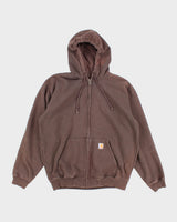 Men's Brown Carhartt Zip Up Hoodie - L