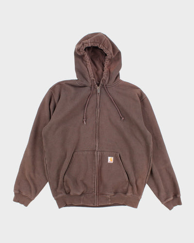 Men's Brown Carhartt Zip Up Hoodie - L