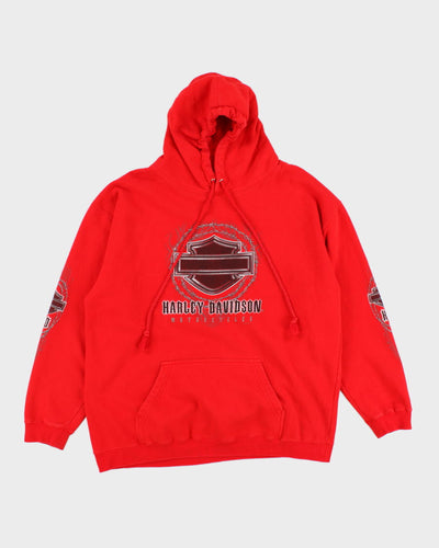 Mens Red Harley Davidson  Graphic Hoodies - XL