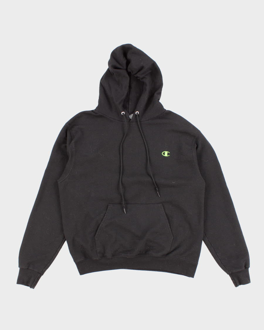 Champion Green Detailed Black Hoodie - M