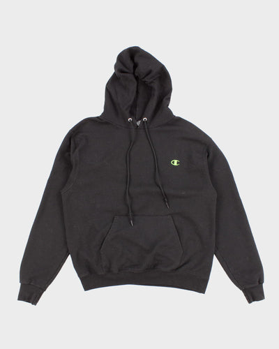 Champion Green Detailed Black Hoodie - M