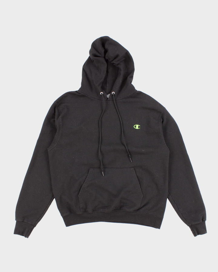 Champion Green Detailed Black Hoodie - M