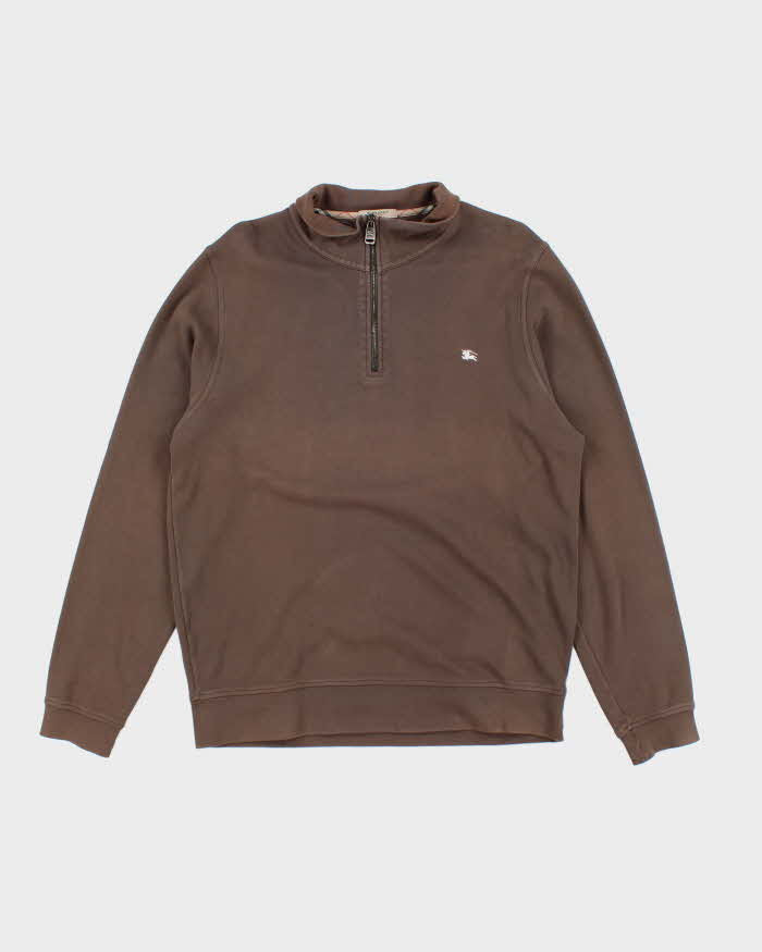 2000's Men's Brown Burberry Quarter Zip Sweater - L