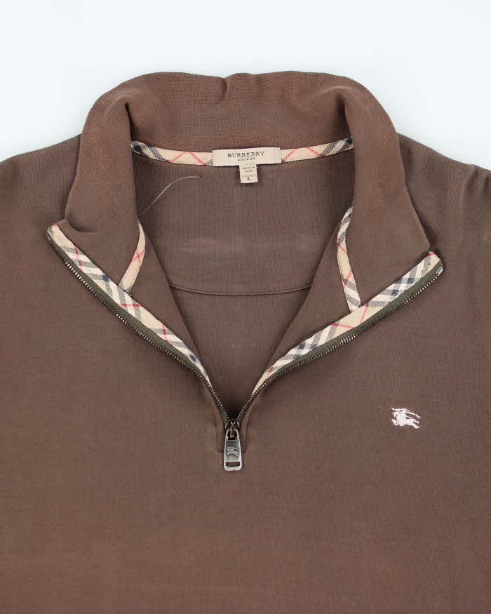 2000's Men's Brown Burberry Quarter Zip Sweater - L