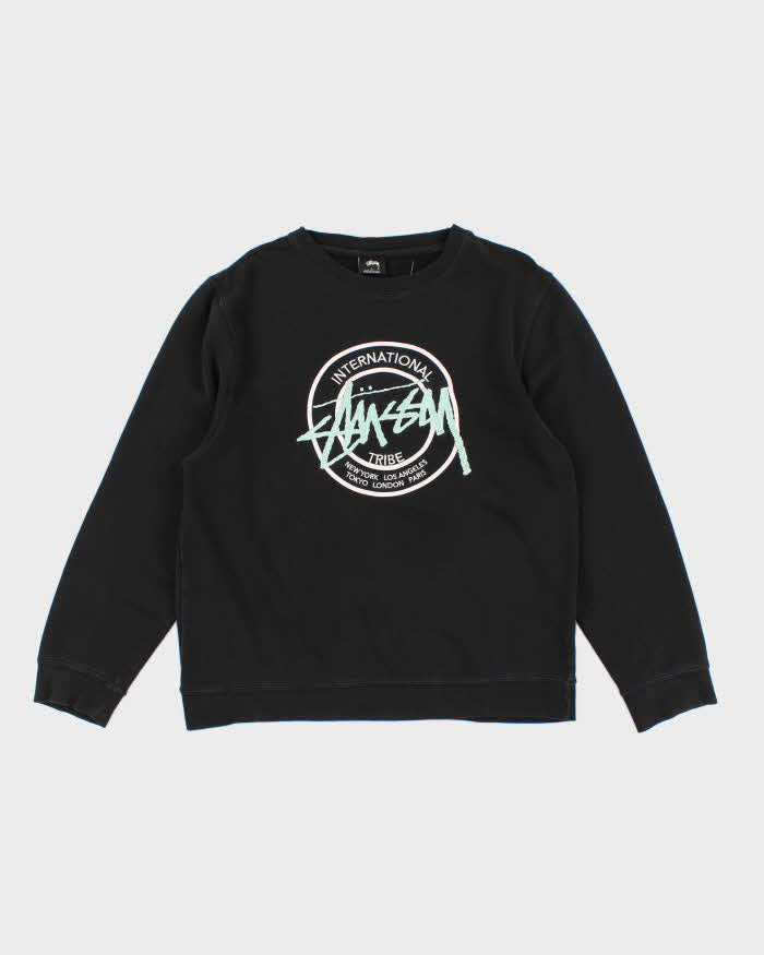 Men's Black Stussy Graphic Hoodie - L