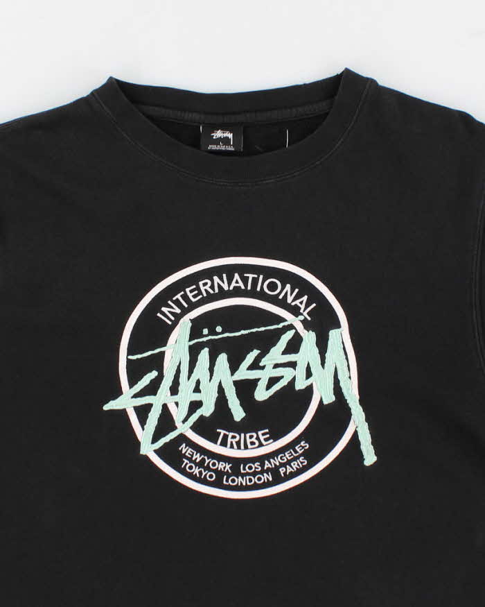 Men's Black Stussy Graphic Hoodie - L