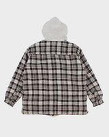 Men's Grey Dickies Checked Zip Up Hoodie - L