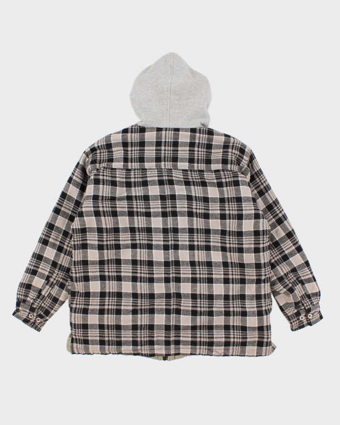 Men's Grey Dickies Checked Zip Up Hoodie - L