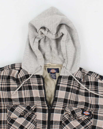Men's Grey Dickies Checked Zip Up Hoodie - L
