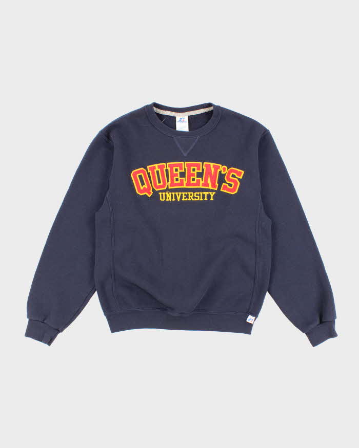 Vintage Men's Navy Russell Athletic Queens University Sweatshirt - S