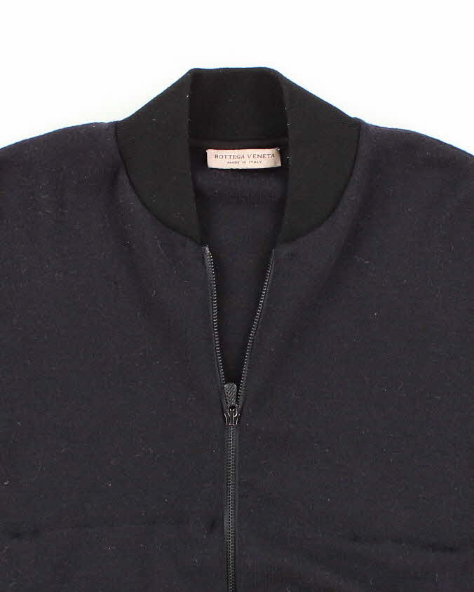 Men's Navy Bottega Veneta wool Zip Up Sweatshirt - S