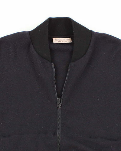 Men's Navy Bottega Veneta wool Zip Up Sweatshirt - S