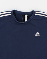 Vintage Men's Navy Adidas 3 Stripe Sweatshirt - L