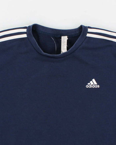 Vintage Men's Navy Adidas 3 Stripe Sweatshirt - L