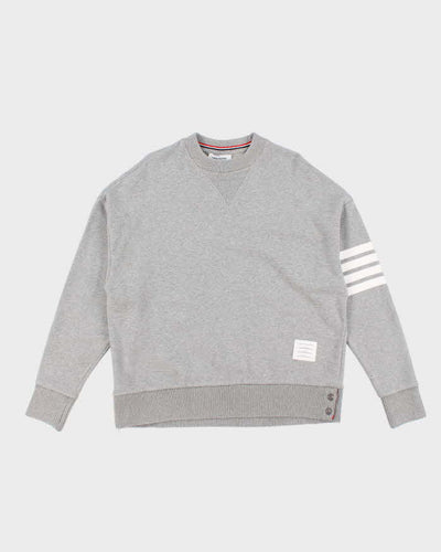 Mens Grey Thom Browne Classic Stripes Sweatshirt - L