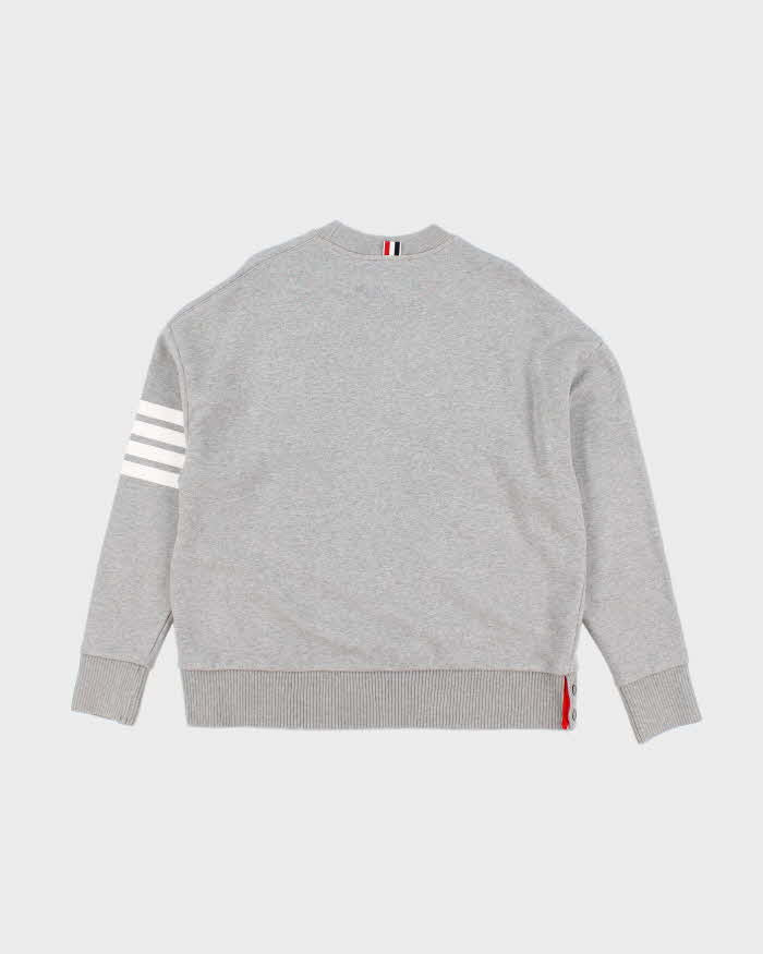 Mens Grey Thom Browne Classic Stripes Sweatshirt - L