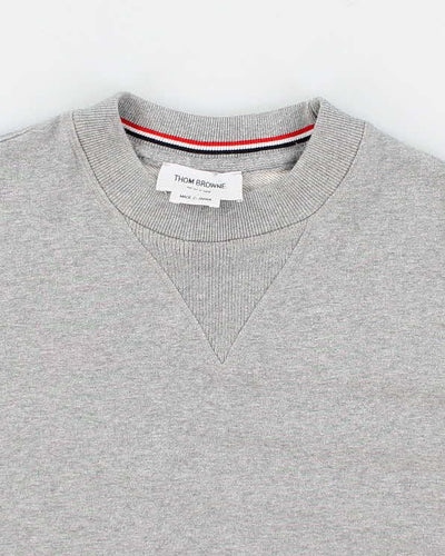 Mens Grey Thom Browne Classic Stripes Sweatshirt - L